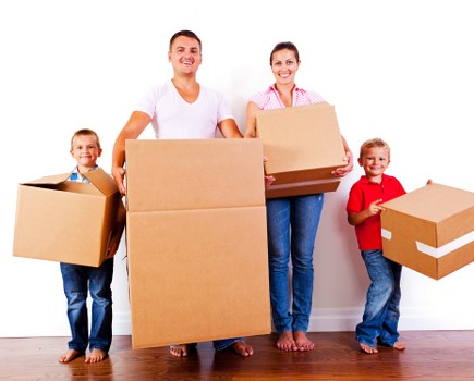 Packing materials and moving boxes prepared for a Putney home move