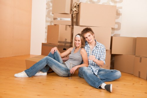 Organised packing setup for a flat or house move in Putney