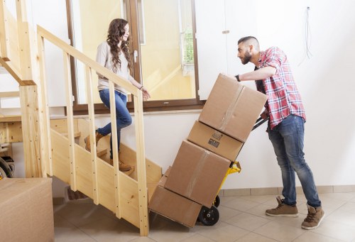 Boxes and household items prepared for storage in Putney